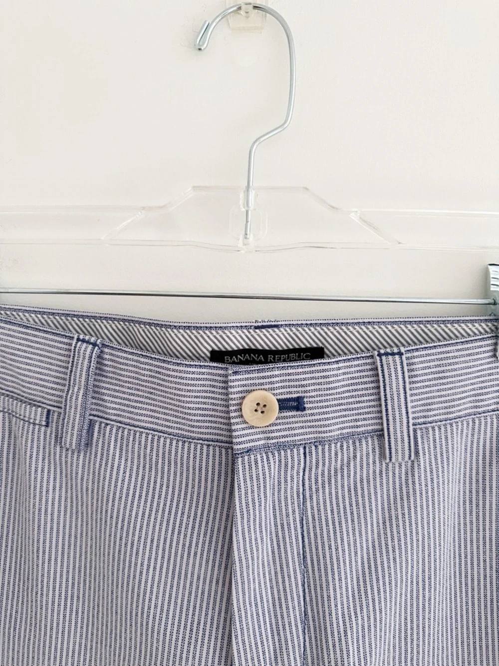 Banana Republic Aiden Shorts Blue White Stripe Tailored Summer Shorts Size 32